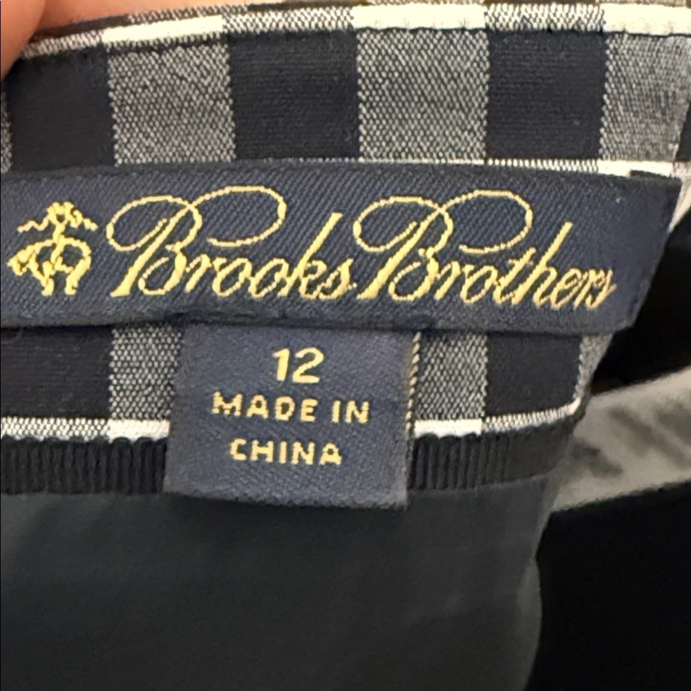 Brooks Brothers Navy White Gingham Straight Skirt Size 12 - Picture 2 of 3